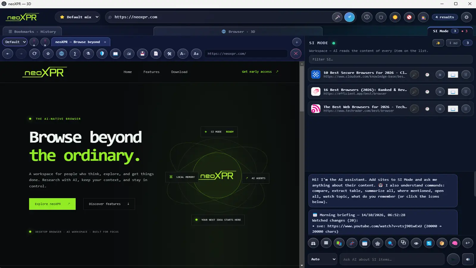 neoXPR browser screenshot